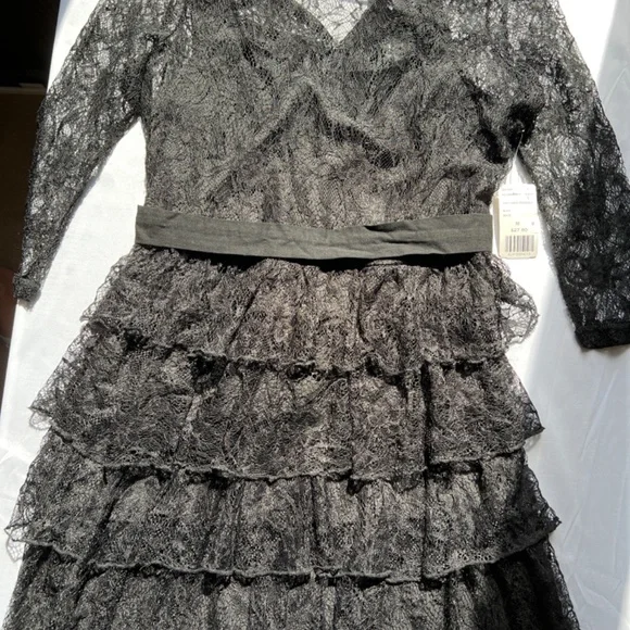 NWT Forever 21 Black Ruffled Lace Mini Dress (M) - Picture 3 of 7